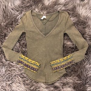 Free People Art School Thermal XS NWT Green